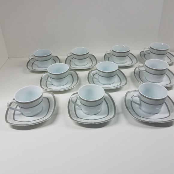 Alpine Cuisine Fine Porcelain 10pc Teacup and Saucer Set - Picture 8 of 12